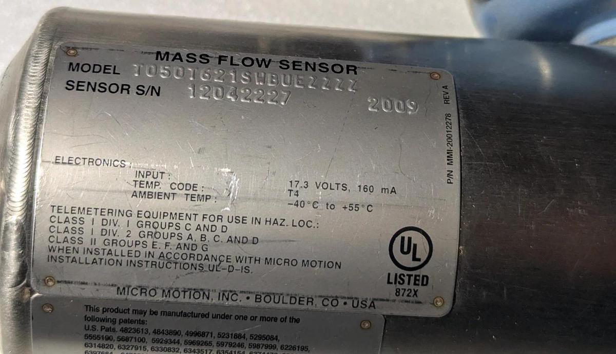 Used Micro Motion T050T621SWBUEZZZZ  Mass flow sensor
