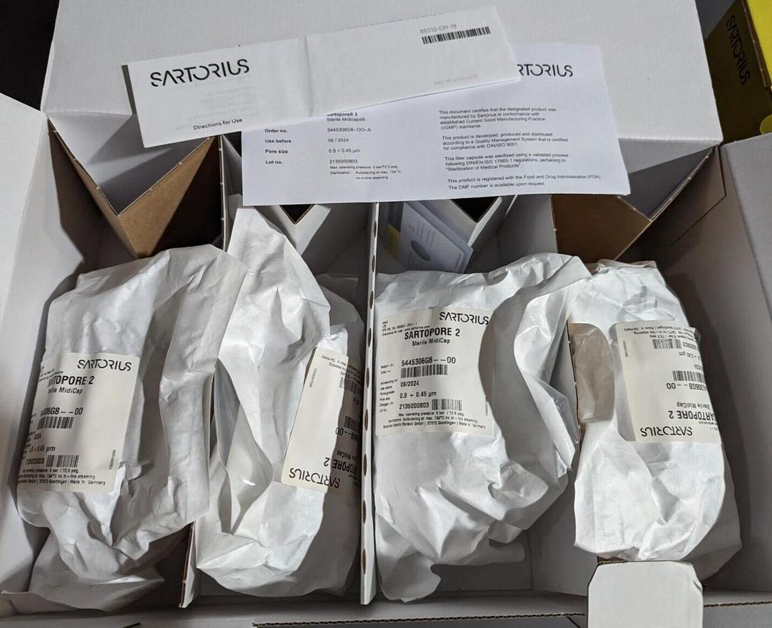 1 box, 4 Sartorius Sartopore® 2 Midicaps® 0.45µm,  5445306G8--OO--A, PES Filter