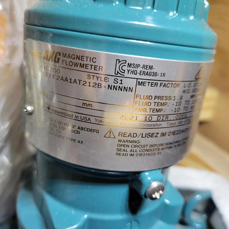 8” YOKOGAWA Admag (200mm) MAGNETIC FLOWMETER AXG200-CEFF2AA1AT212B-NNNNN/GRL