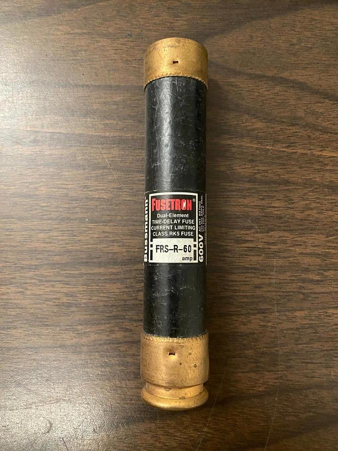 Used Fusetron Bussmann FRS-R-60 60 Amp 600V time delay fuse