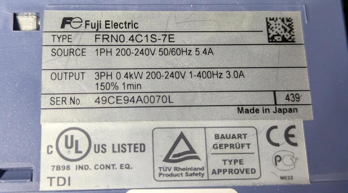 Used Fuji Electric FRN0.4C1S-7E Drive