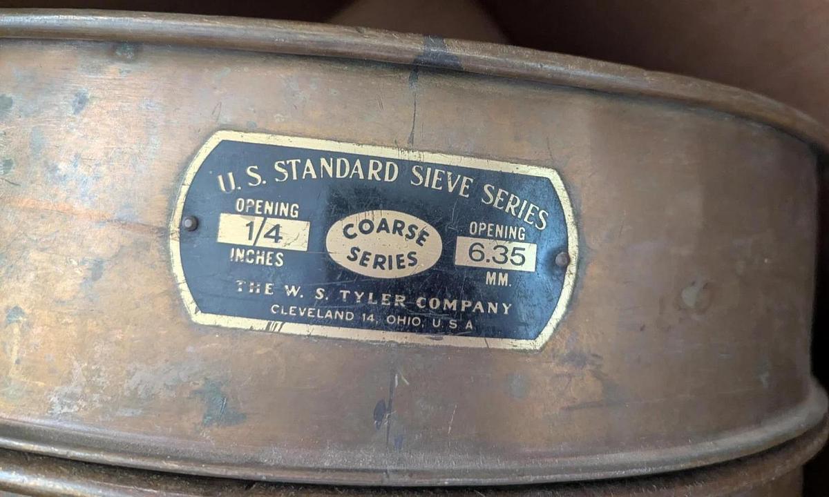 Used 18"  USA Standard Testing Sieve Brass, Size  No. 40, 20, 8, 7/16, 4,5/8, 1/4