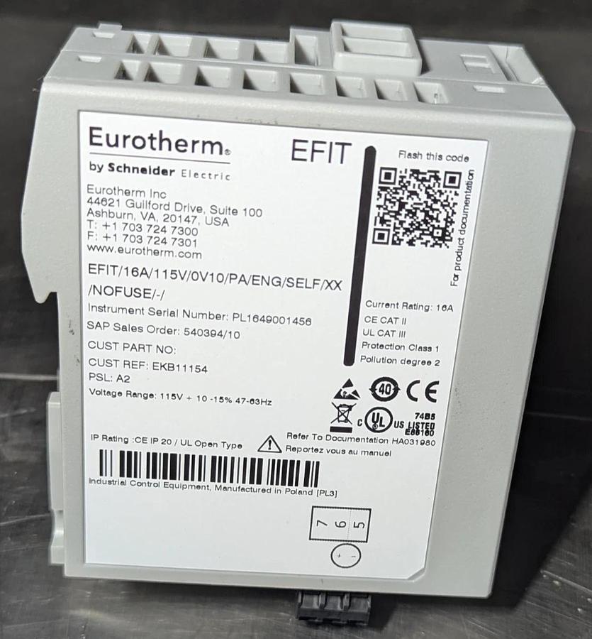 Used Schneider Electric  Eurotherm  EFIT/16A/115V/0V10/PA/ENG/SELF/XX/NOFUSE/-/