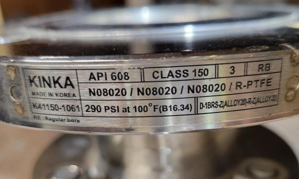KINKA 3" N08020 ball valve, NEW