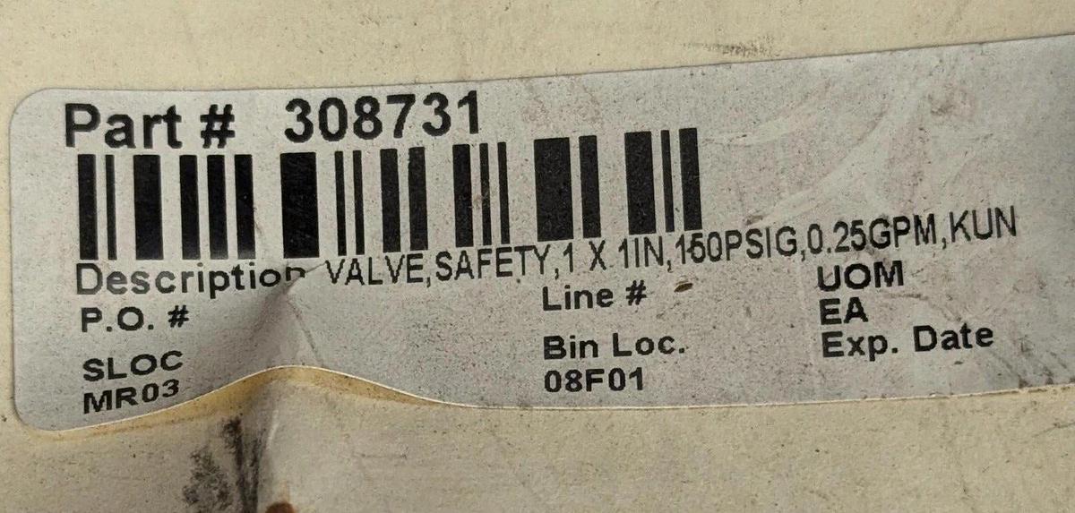 Kunkle Valve  Safety  171-E01-MC / 308731 / 1"  150 PSIG