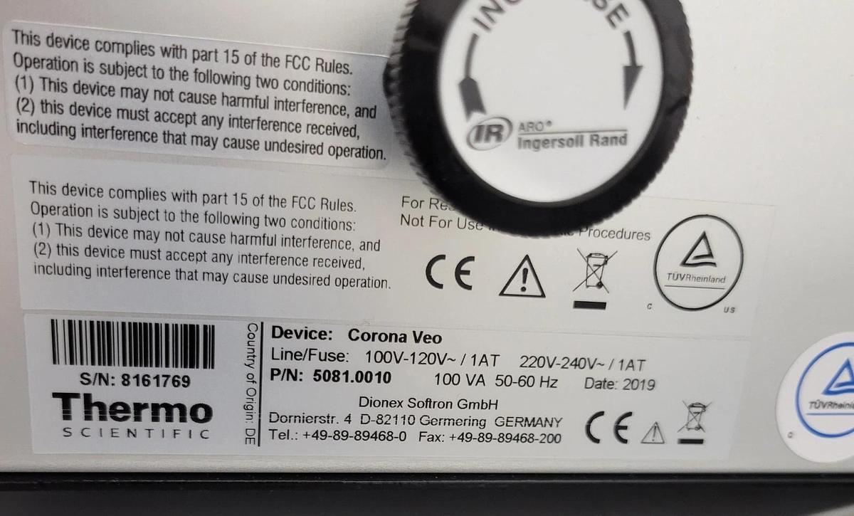 Used 2019 Thermo Scientific Dionex Corona Veo Charged Aerosol Detector