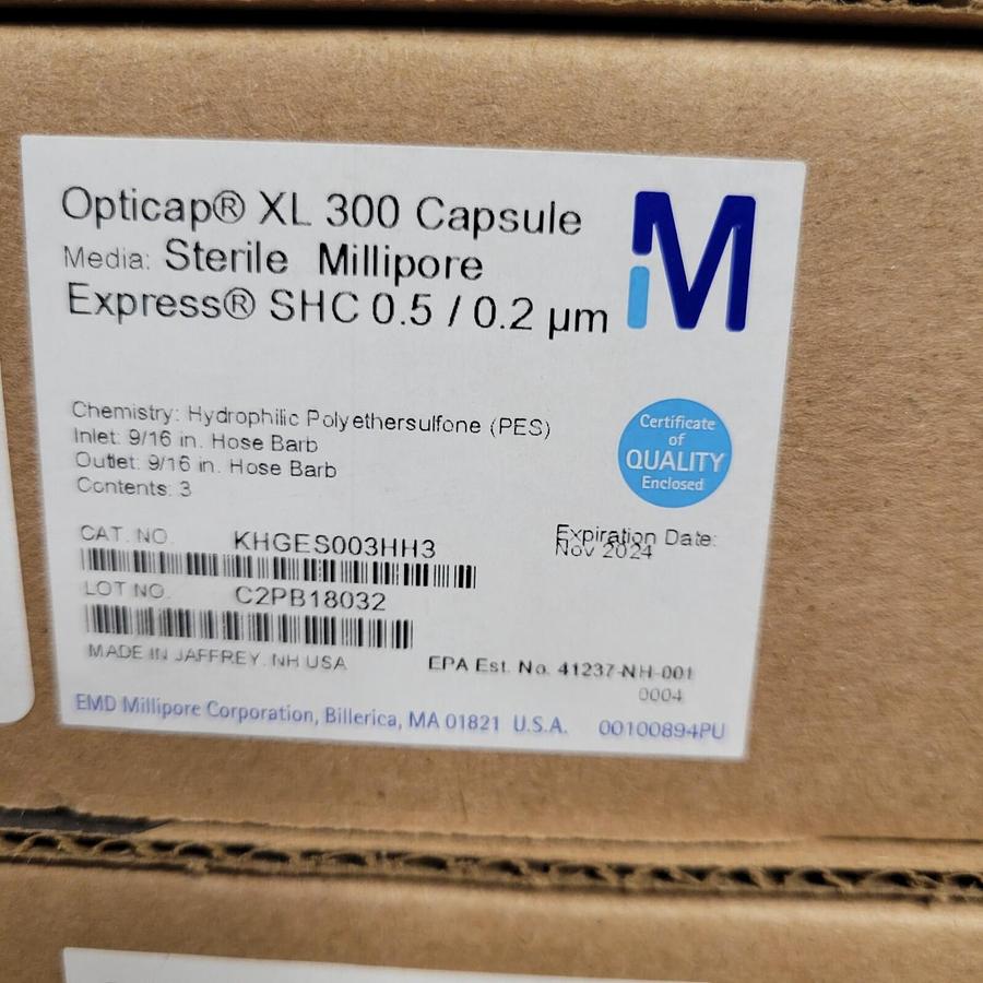 Millipore Opticap XL 300 PES Capsule KHGES003HH3, 0.5/ 0.2 um   (3 Capsules/box)