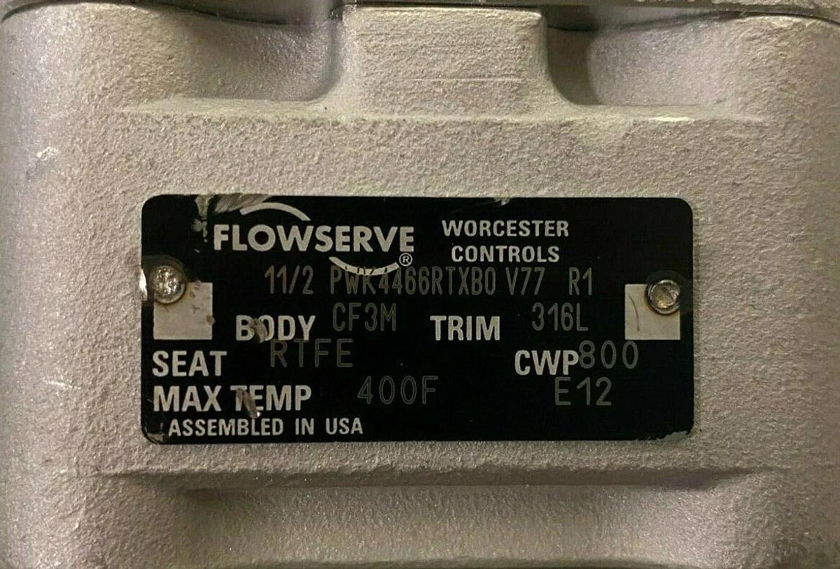 Used Flowserve Worcester Controls 1-1/2'' Ball Valve PWK4466RTXBO Butt Weld 400F