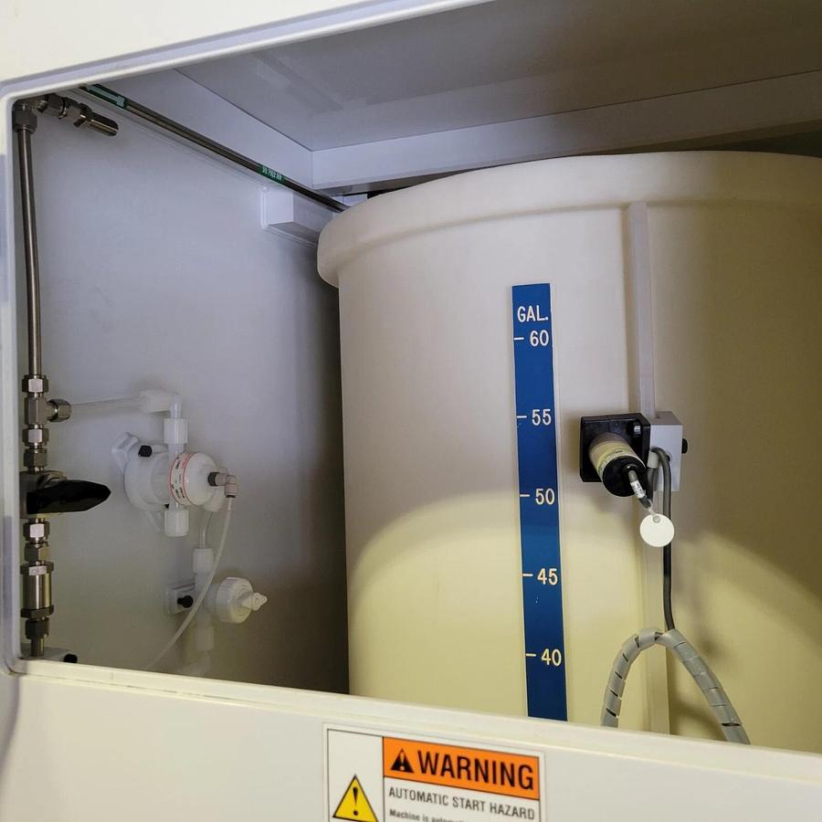 Used Kinetecs MEGAFLOW II chemical/corrosive mixing/delivery pump system 70 Gallon