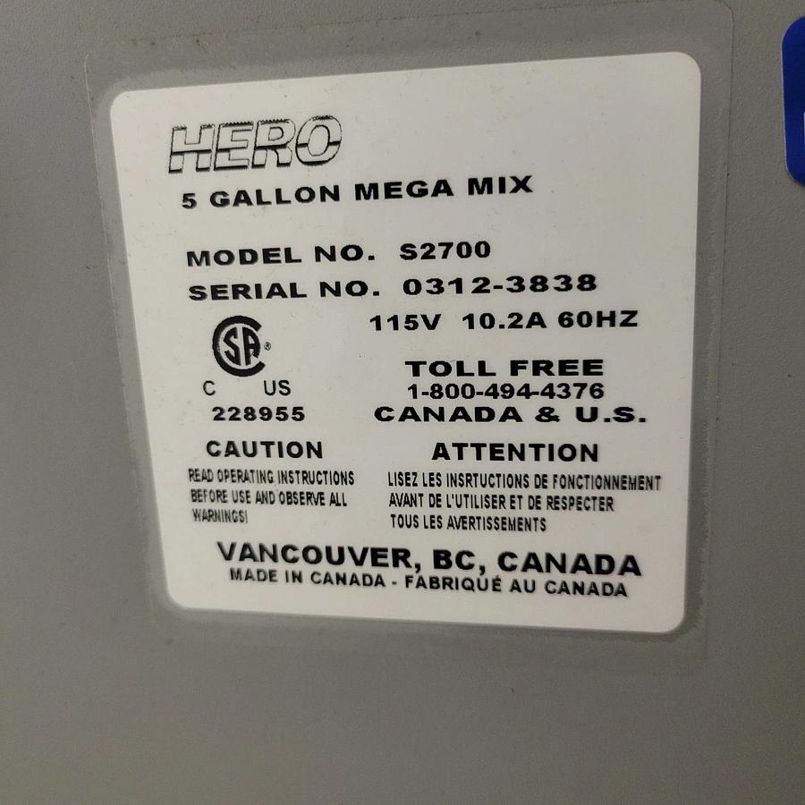 Used HERO S2700 MEGA-MIX 5 GALLON PAINT SHAKER MIXER PLATFORM SHAKER