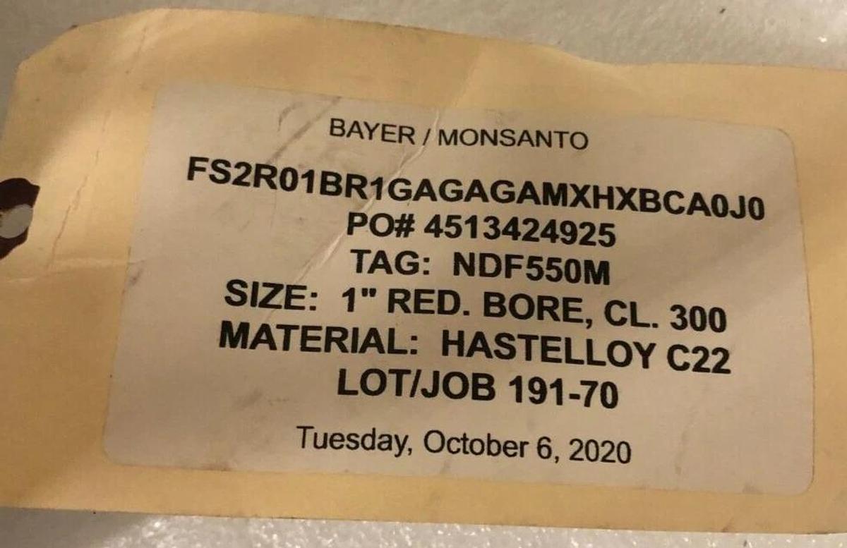 Sesto Hastelloy C22 1" Reduced Bore Ball valve 1" x 3/4", CL 300
