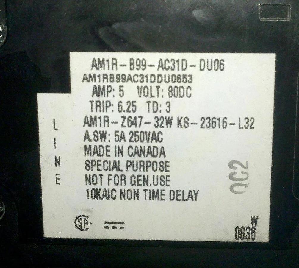 6 Heinemann 5 amp AMR Series DC Breaker w/alarm switch AM1R-B99-AC31D-DU06 NEW