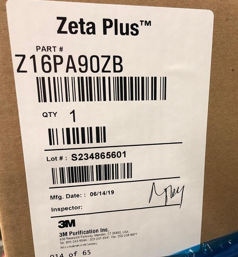Used 3M Zeta Plus ZB Series Filter Cartridge Z16PA90ZB