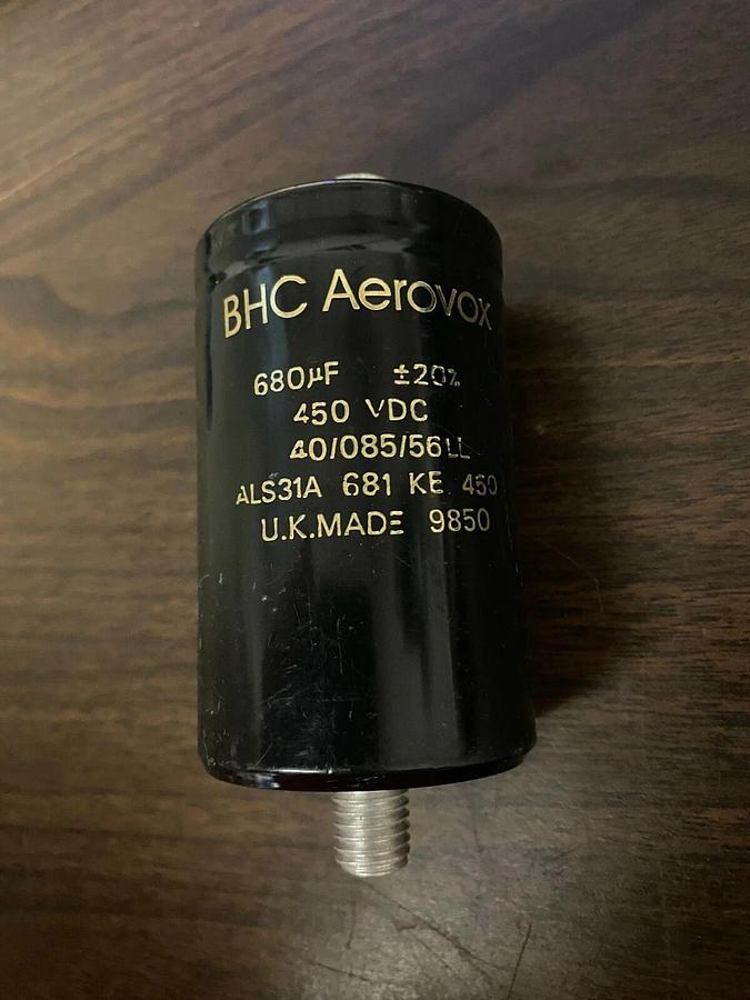 Used BHC Aerovox ALS31A 681 KE 450 screw terminal capacitor 680 uF 450 VDC