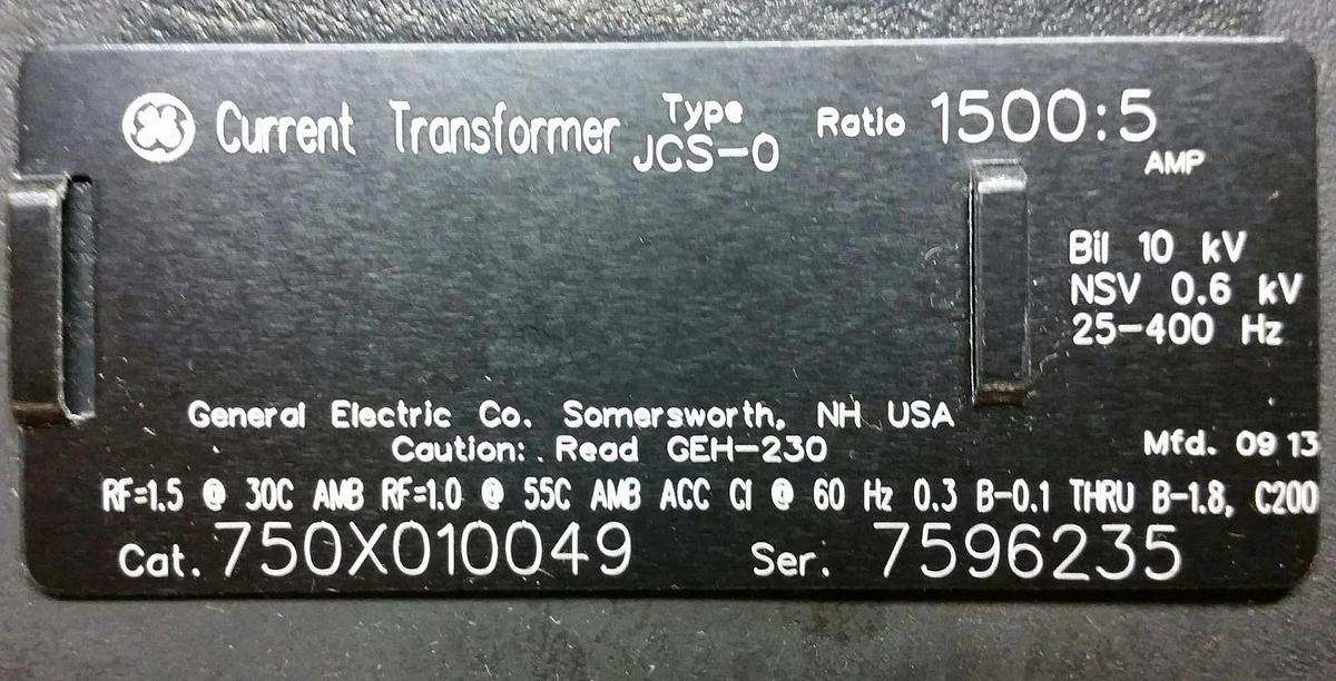 750X010049 GE JCS-0 Indoor Current Transformer 1500:5 with base