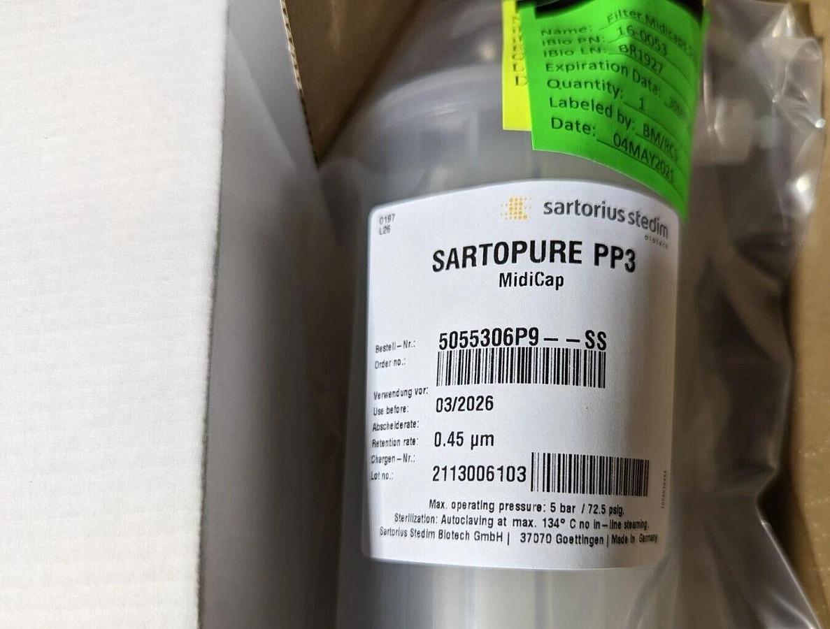 1 box 5055306P9--SS--A Sartopure® PP3 Midicaps® 0.45µm Size 9,  1  1/2" triclamp