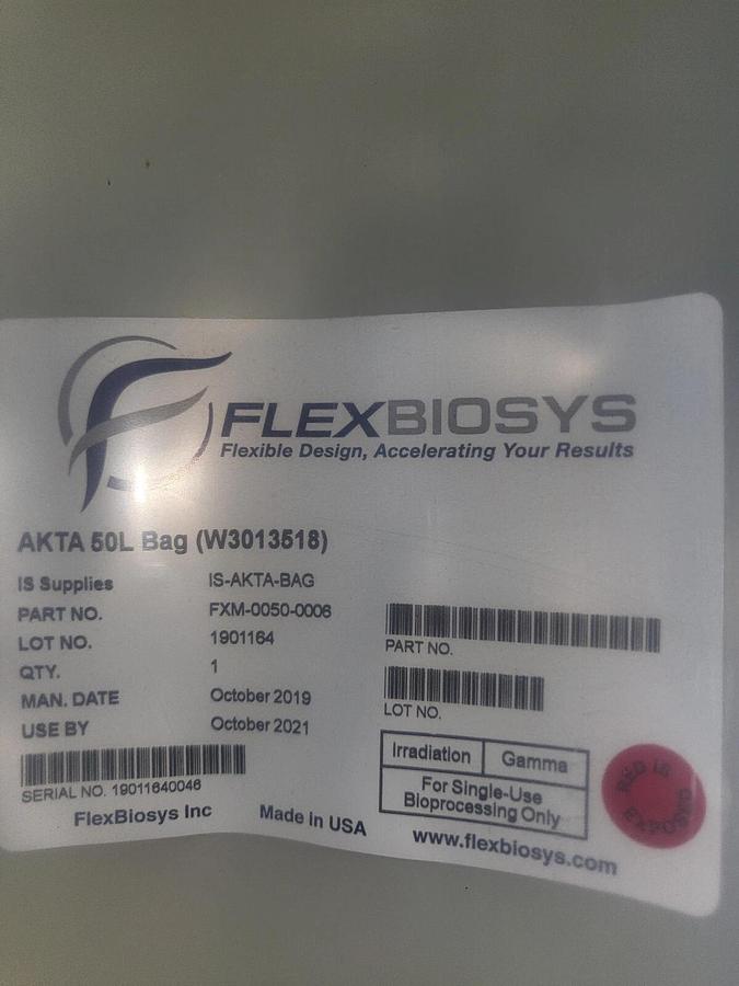 5 - AKTA 50L Bags, FLEXBIOSYS SINGLE USE DISPOSABLE BAGS, BOX of 5 (W3013518)