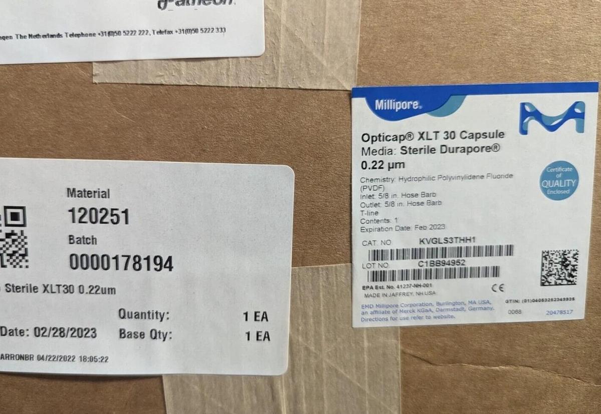 30" Millipore #KVGLS3THH1 Opticap XLT 30 Capsule  Durapore 0.22 μm  Filter