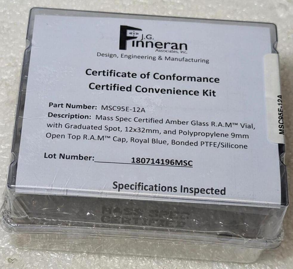 Finneran MSC95E-12A  Amber glass Vial 1-80714196MSC   MS cert 9mm  100/pack