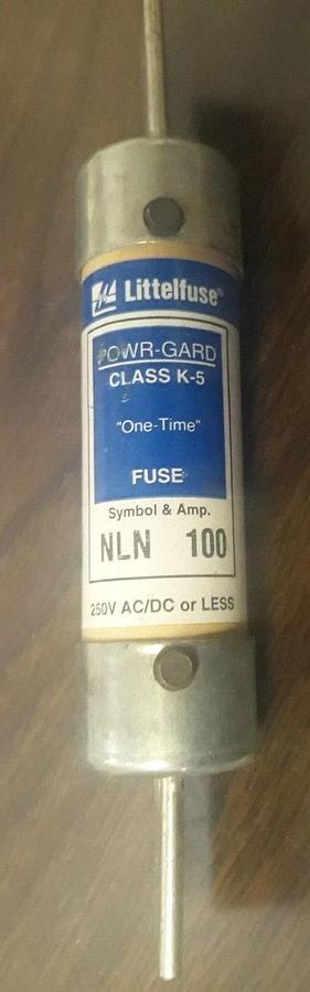 Used Littlefuse NLN 100 Powr-Gard One Time Fuse Class K5 100A 250V