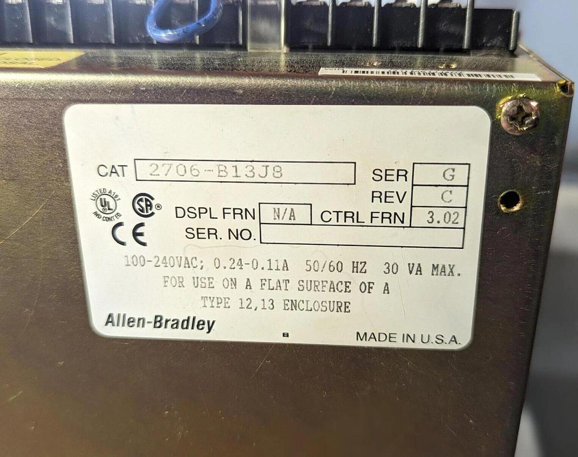 Used ALLEN BRADLEY DATALINER 2706-B13J8  SER /G