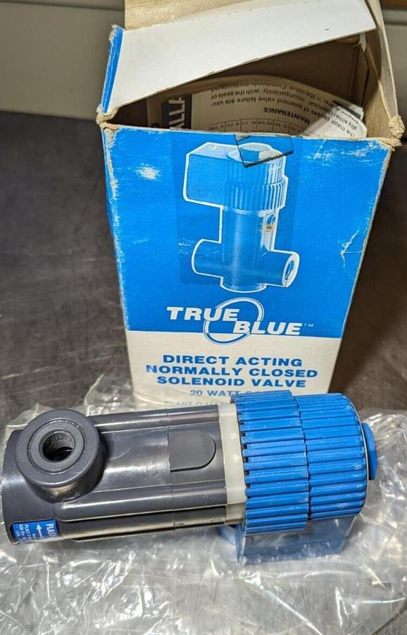 Plast-O-Matic True Blue  EASYMD2EP14W20-PV Solenoid  Valve pipe size 1/4"