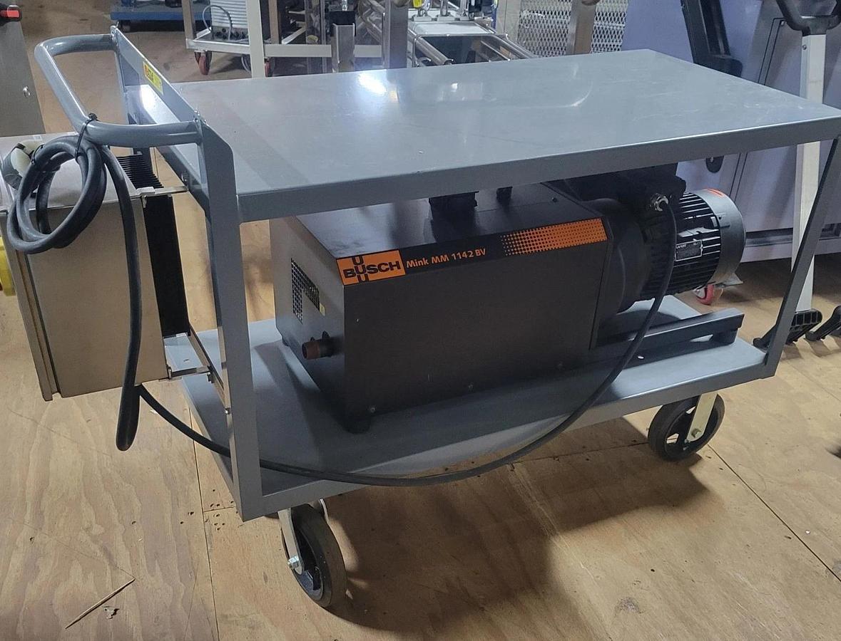 Used Busch Mink MM 1142 BV Vacuum Pump 2014 with controls and cart