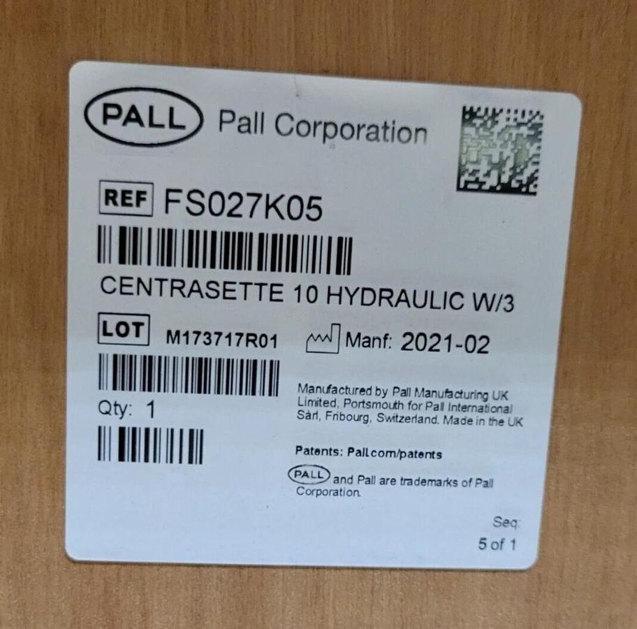Pall Centrasette 10 stainless steel filter holder w/hydraulic for TFF, FS027K05