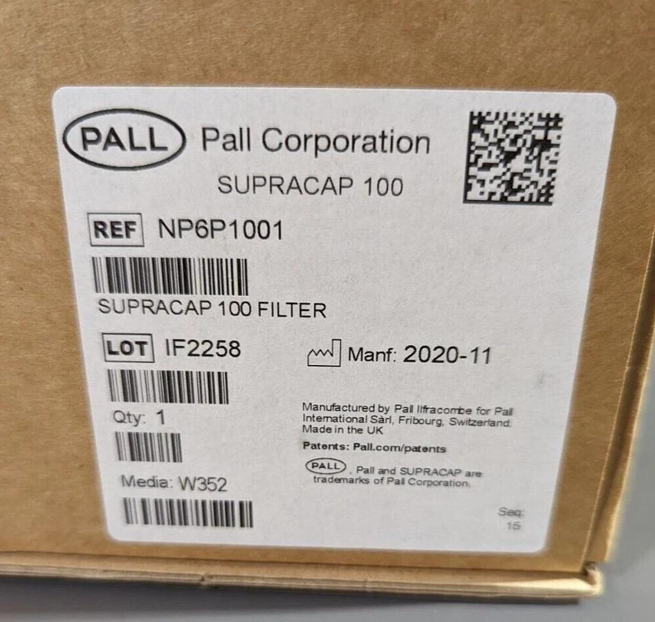 PALL NP6P1001 Supracap 100 filter capsule,  10 inch,  1-3 µm Seitz P100 media