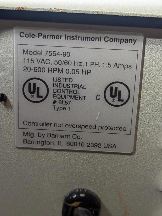 Used Cole-Parmer Masterflex Economy  Drive  7554-80 w/Cole-parmer 7013-20  Pump Head