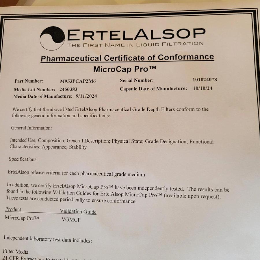 ErtelAlsop MicroCap Pro Single-Use Depth Filter Capsule M953PCAP2M6