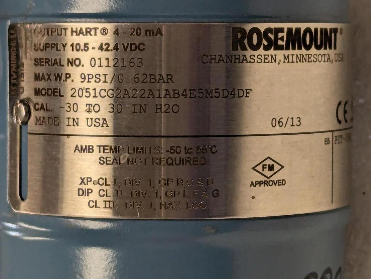 Used Rosemount 2051CG2A22A1AB4E5M5D4DF  Pressure Trensmitter