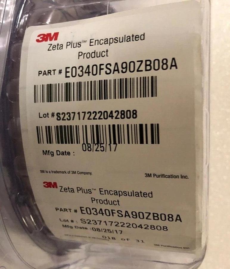 Used 3M Zeta Plus Encapsulated System Scale-Up Filter Capsule E0340FSA90ZB08A 340 cm²