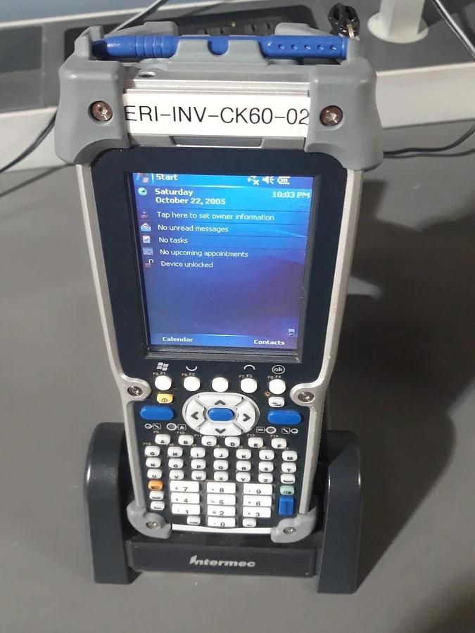 Used INTERMEC  BARCODE SCANNER CK60  W/BATTERY AND  POWER SUPPLY & INTERMEC AD5 DOCK