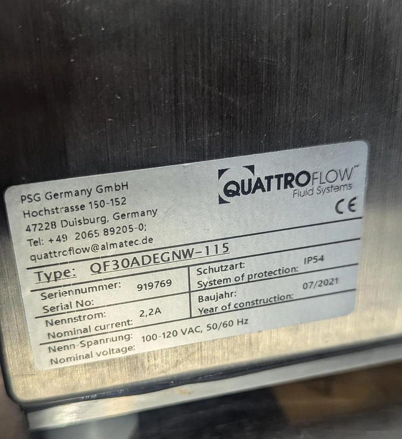 Used QuattroFlow Fluid Systems QF30DM  Quaternary Diaphragm Pump Type QF30ADEGNW-115