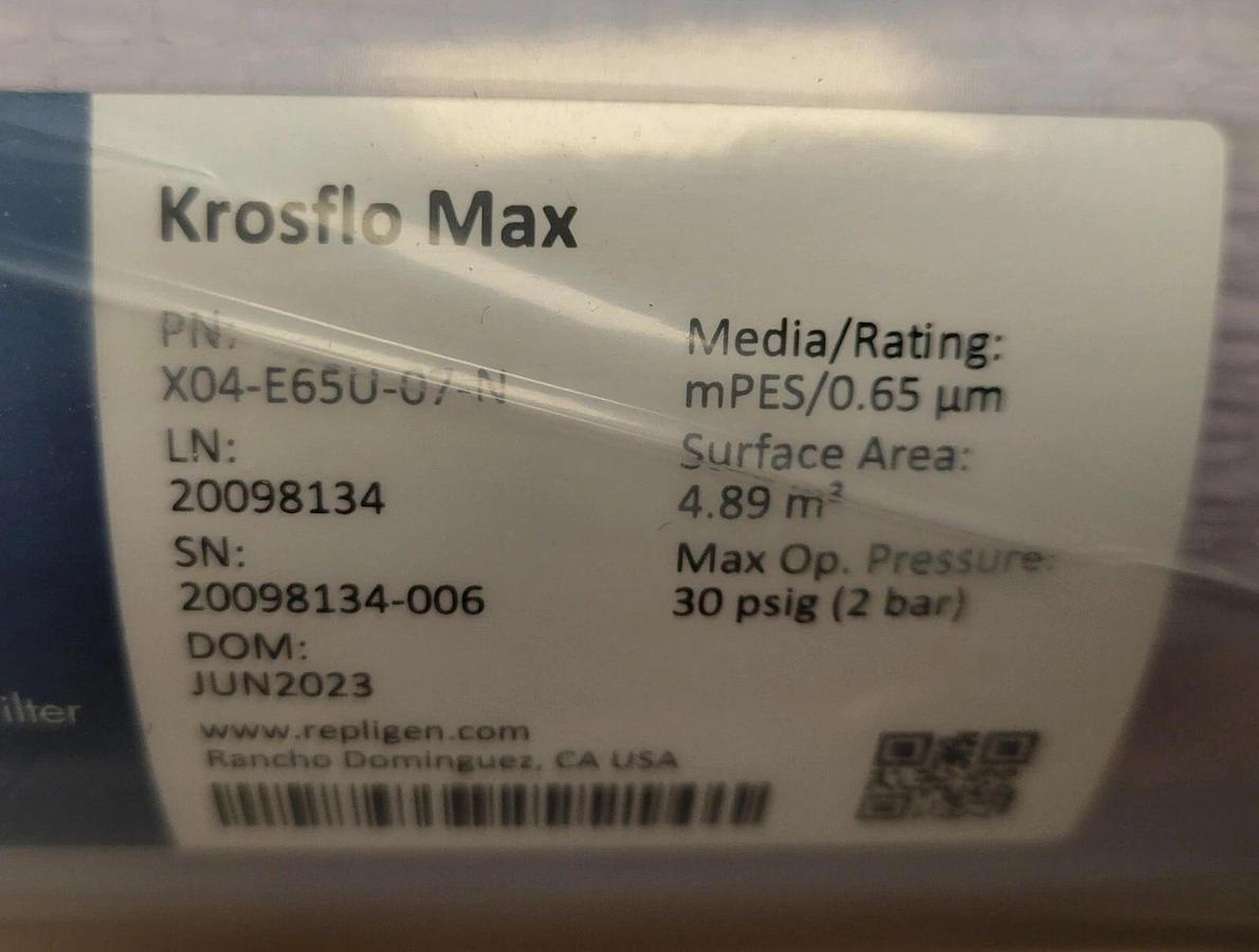 Repligen X04-E65U-07-N KROSFLO MAX 41.5CM 0.65U MPES 0.75MM 6TC X 1.5TC