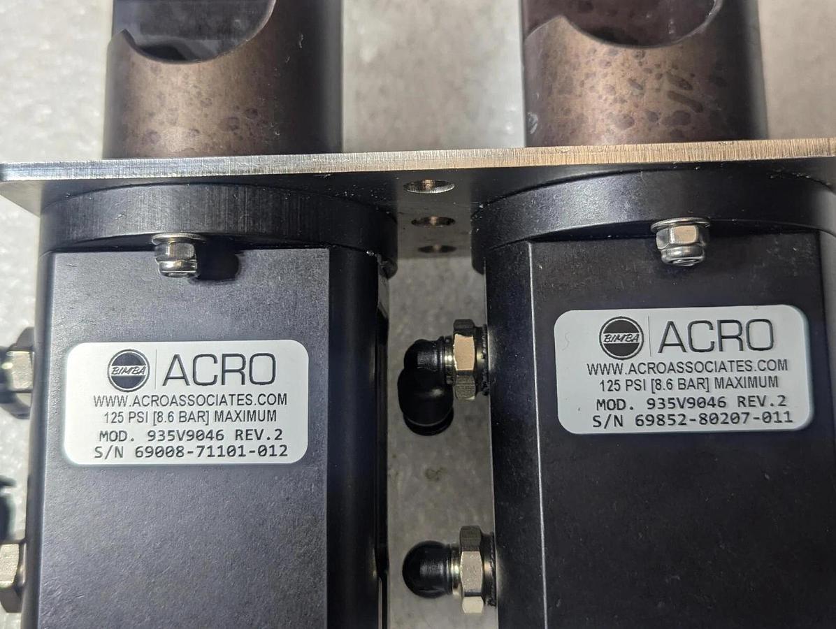 Used 2  Acro Bimba  3/4"- 1"   935V9046 REV2 Pneumatic Pinch Valve 125PSI