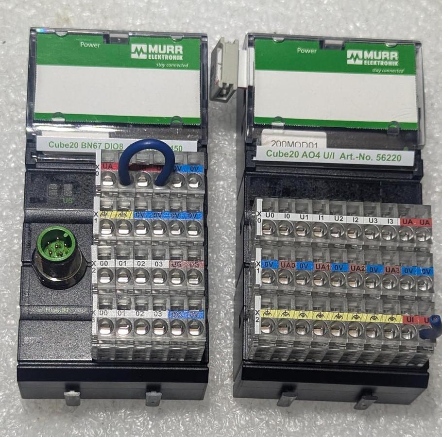 Used Murr Elektronik Cube20 BN67  DIO8  56450 &  Cube20 AO4 U/I  56220