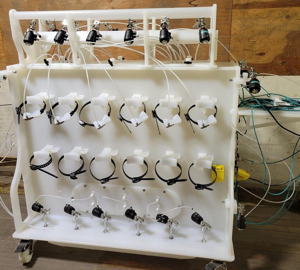 Used Repligen accessory Cart LRF Skid N15902 with Artesyn pinch valves
