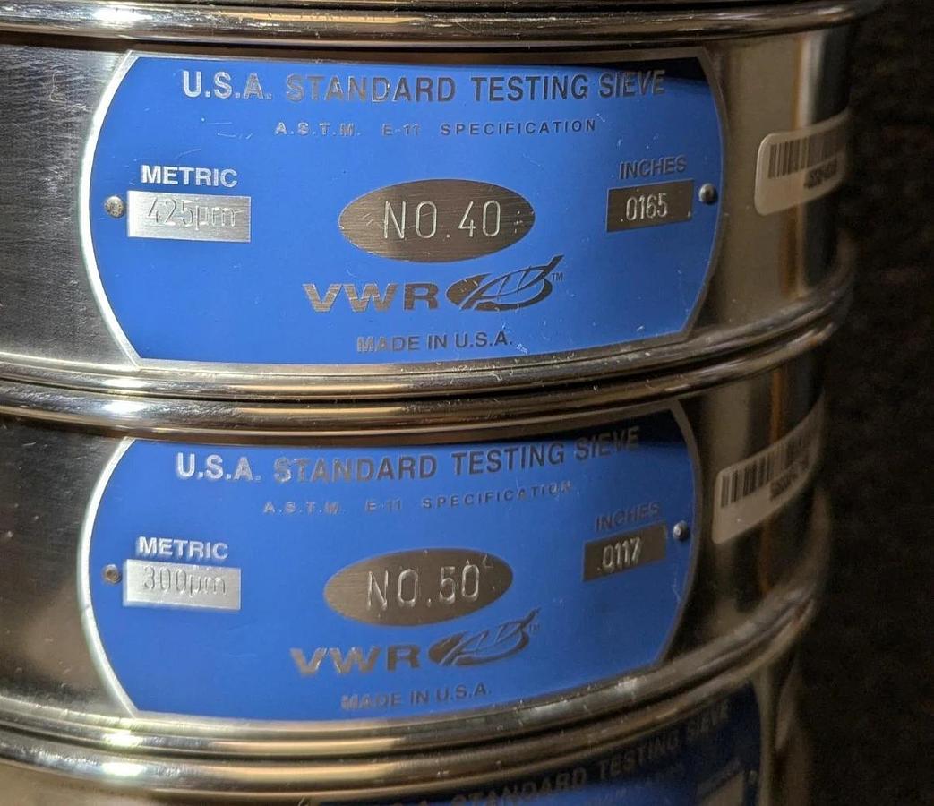 Used 8" USA Standard Testing Sieve Stainless Steel, Size No.140,100,60,50,45,40,30,18