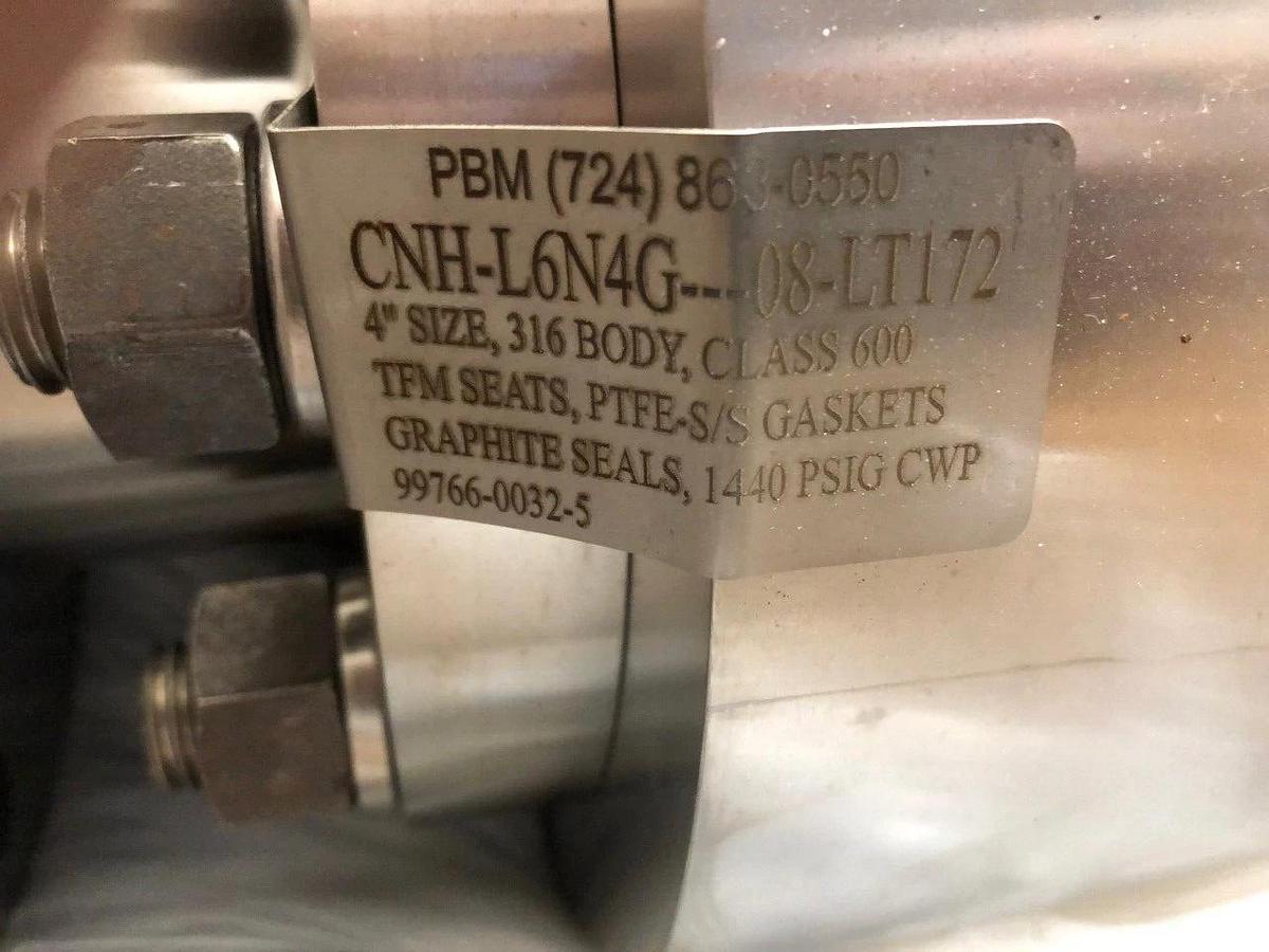 PBM 4" Manual  CN Series Cryogenic valve, 316, class 600, CNH-L6N4G---08-LT172