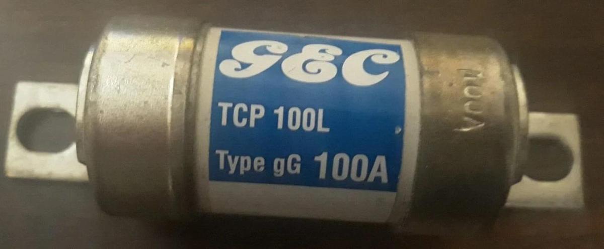 Used 2 GEC TC100L 100A Industrial Fuse HRC Centre Bolted 415VAC 80kA Type gG
