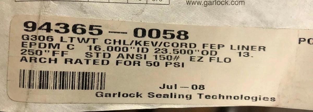 16" GARLOCK G306 E-Z FLO RUBBER EXPANSION JOINT