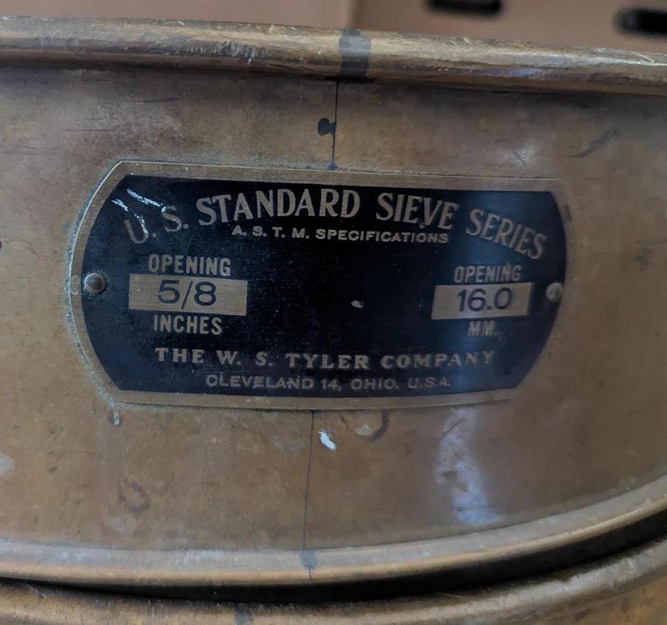 Used 18"  USA Standard Testing Sieve Brass, Size  No. 40, 20, 8, 7/16, 4,5/8, 1/4