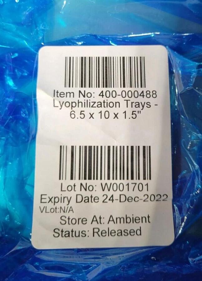 Pharmaceutical freeze dryer Lyophilization trays 10 x 6.5 x 1.5" stainless steel