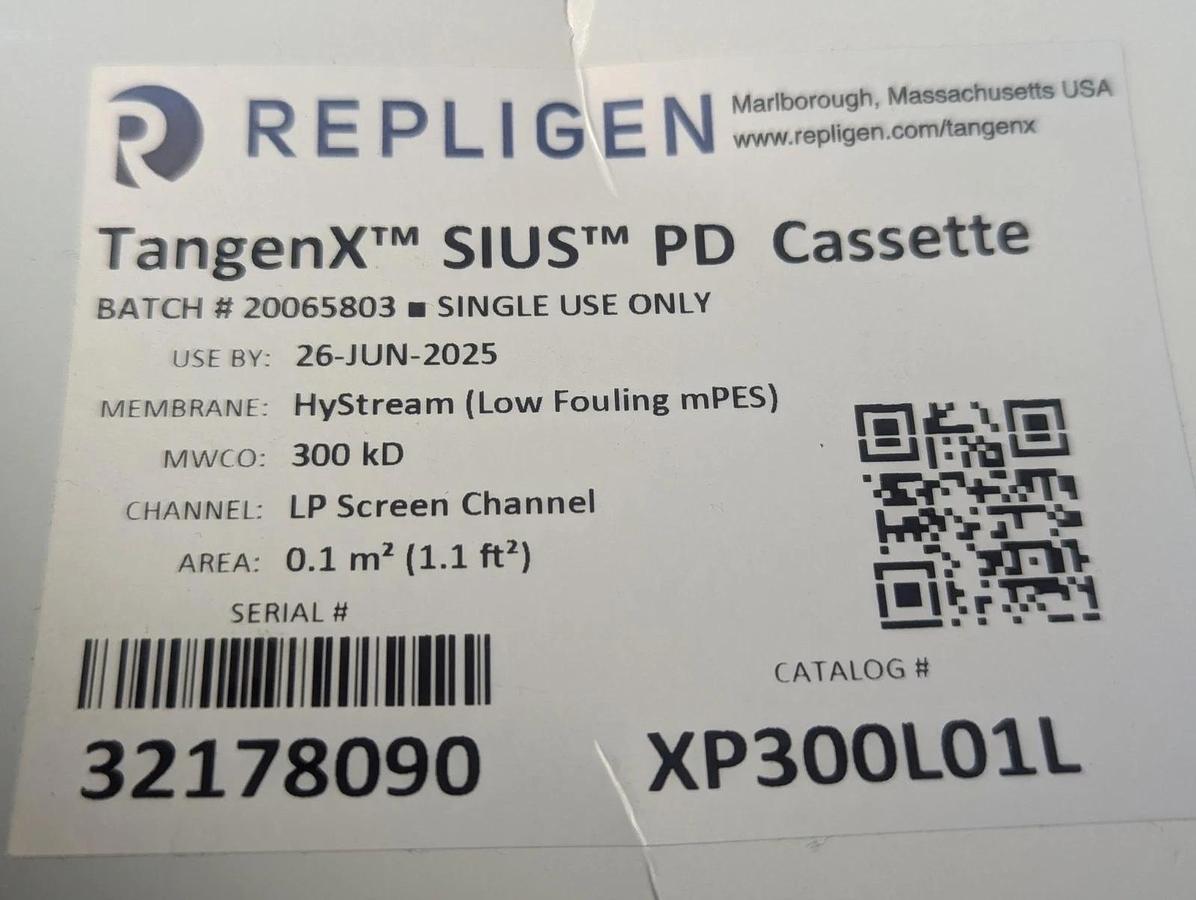 Repligen TangenX SIUS PD Cassette XP300L01L, 300 kD ,0.1m2 (1.1 ft2)
