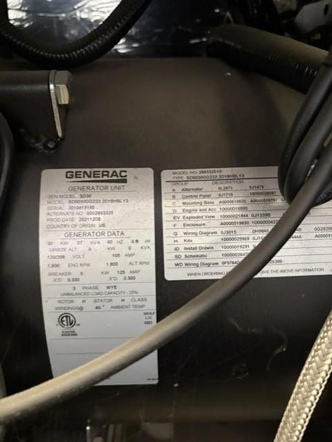Generac SD30 30 KW 208 3 ph Generator 2022 new/unused