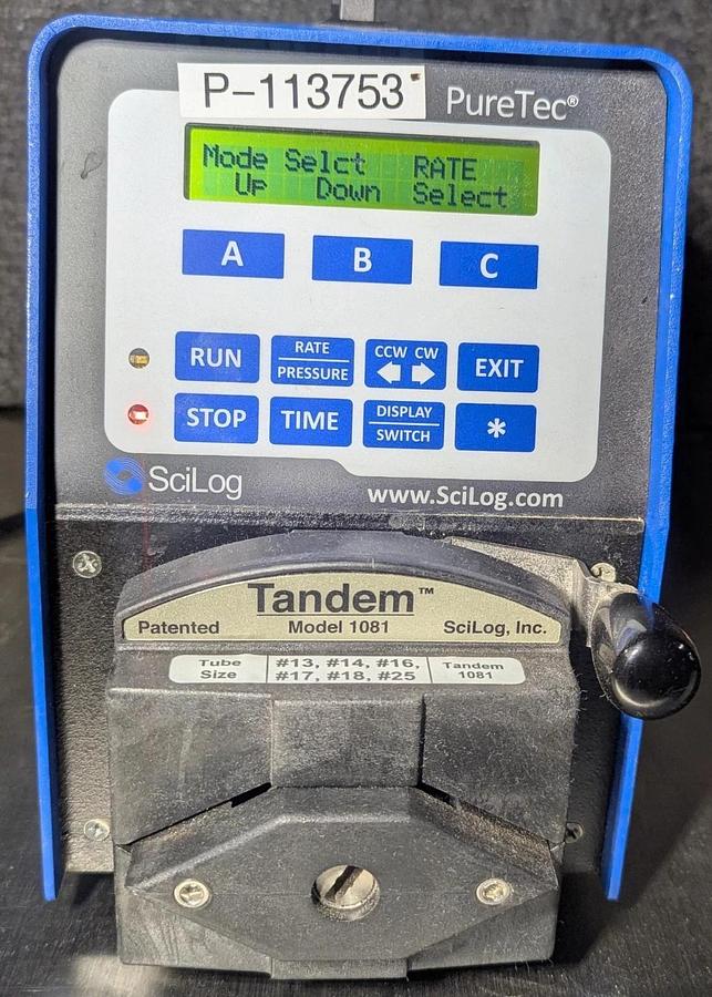 Used SciLog ChemTec 600RPM Peristaltic Pump with Tandem head pump Model 1081
