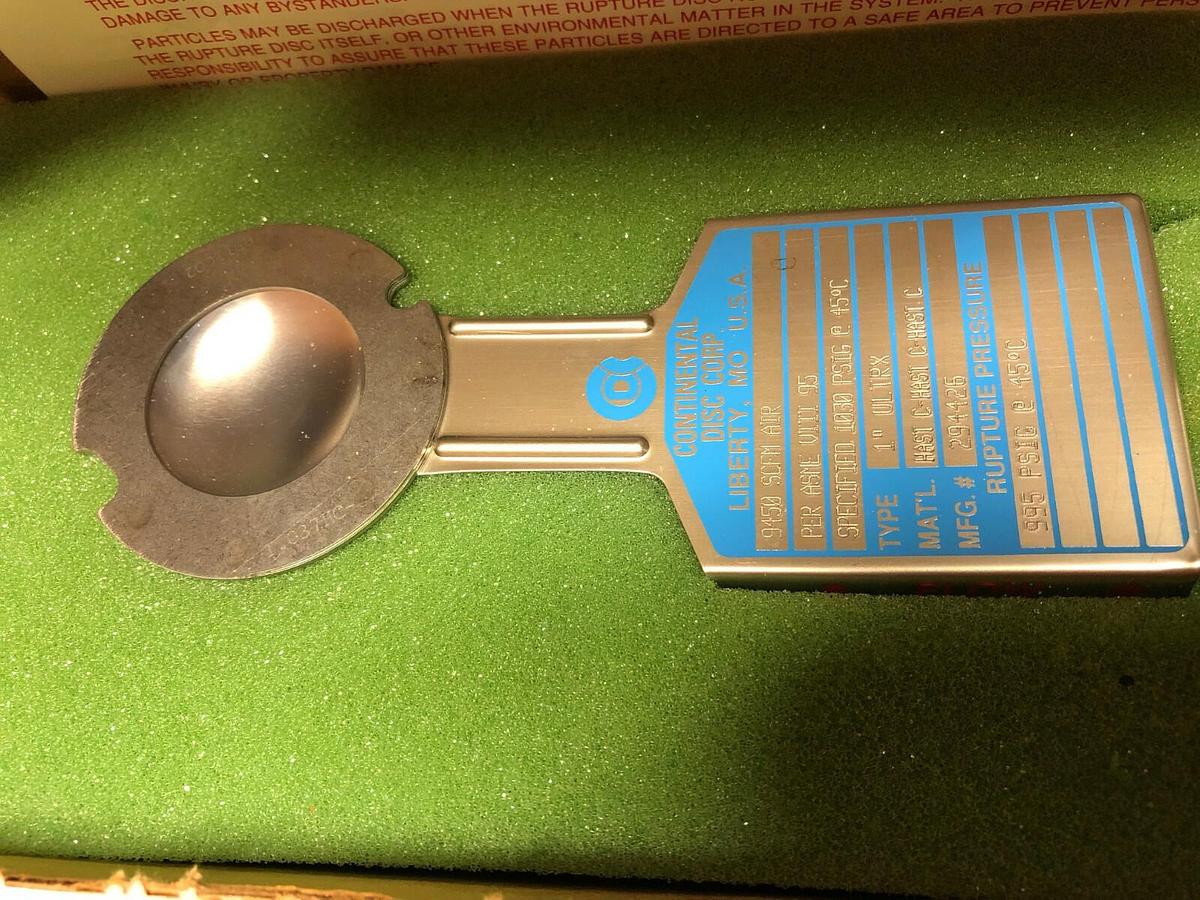 Continental Rupture Disc 1" ULTRX (FS),  995 psig @ 45 Deg. C, HAST C - HAST C