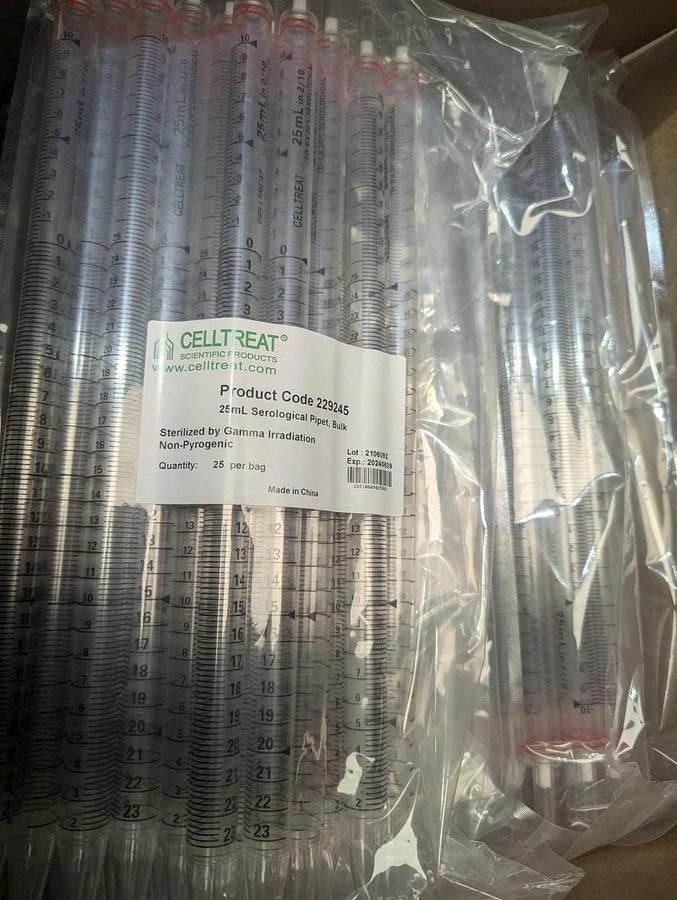 Celltreat Serological Pipets 25ml 229245 ( 25 Count) x 8  sealed  bags (200)